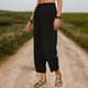 thumbnail image 4 of Pantalones casuales de algodón de lino Pantalones sueltos de verano para mujer Estilo bohemio Ropa diaria FLhrweasw Nuevo, 4 of 7