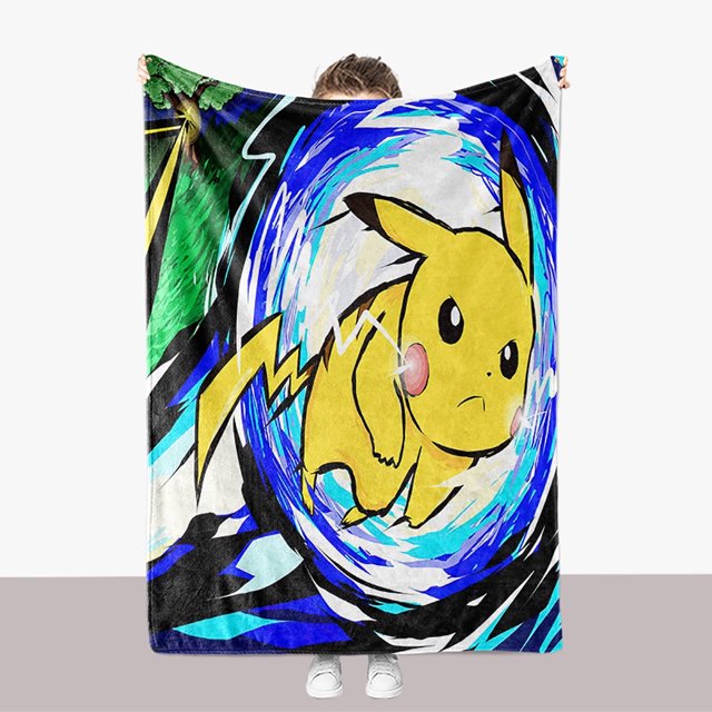 Manta de Pikachu con estampado de dibujos animados, manta de franela para aire acondicionado, manta suave para la siesta para adultos, niños, niñas y niños, 30 x 40 P-5
