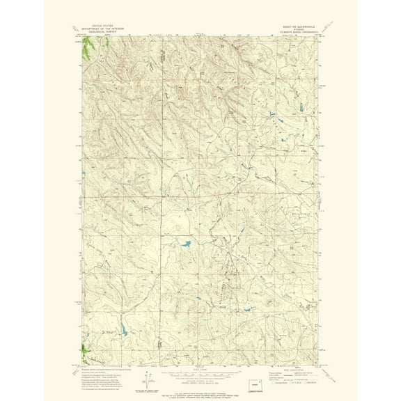 Topographical Map - North East Rozet Wyoming Quad - USGS 1971 - 23 x 29.42 - Vintage Wall Art