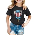 thumbnail image 4 of MIXUE Toddler Girls Tops & T-Shirts Summer Fourth Of July Independence Day Ice Cream Print Round Neck Short Sleeve Casual Party Tshirts Holiday Wear,Black,3-4 Years, 4 of 4
