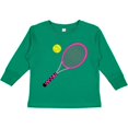 thumbnail image 3 of Inktastic Pink Tennis Racket and Ball Boys or Girls Long Sleeve Toddler T-Shirt, 3 of 5