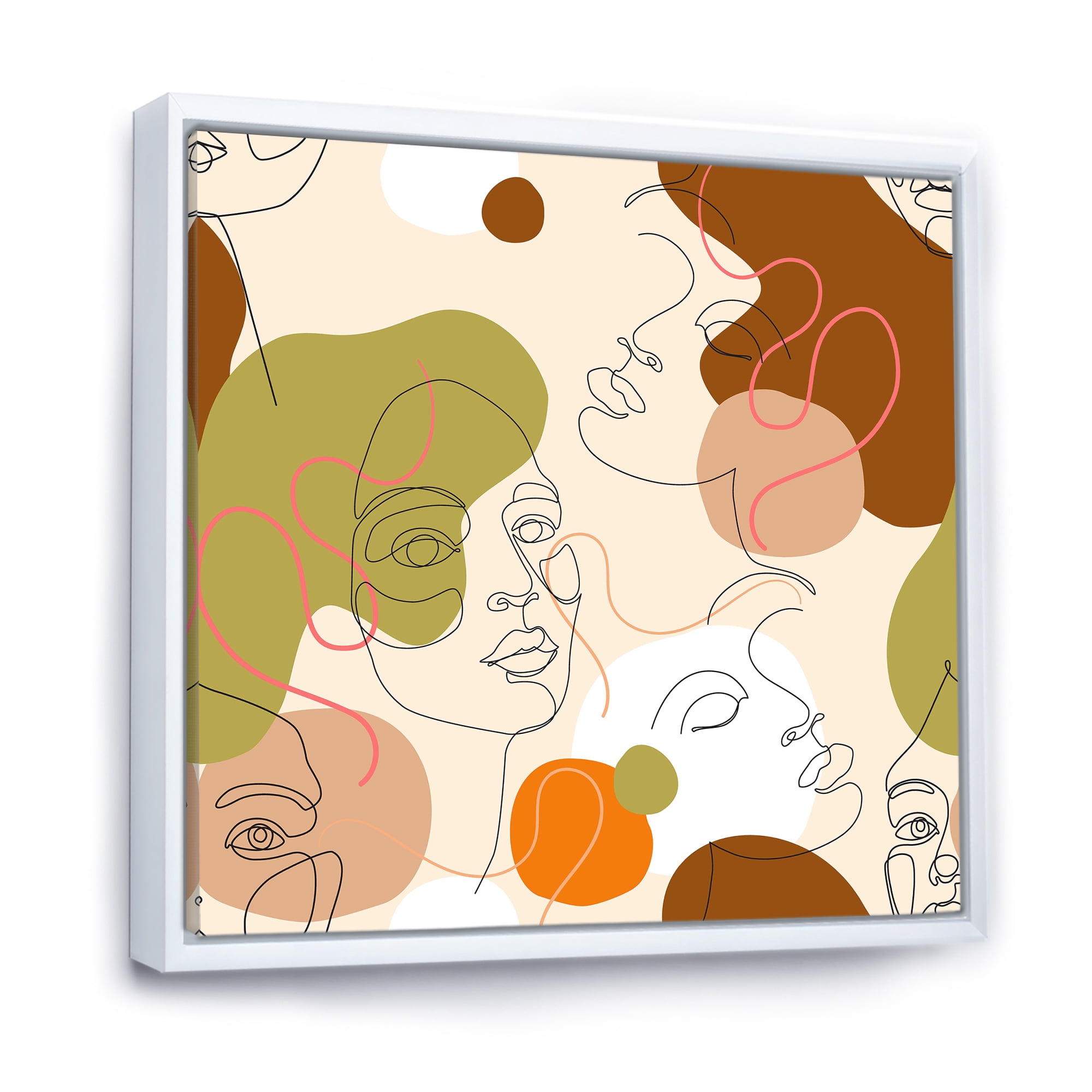 Designart 'One Line Portrait of Afro American Women VII' Modern Framed Canvas Wall Art Print