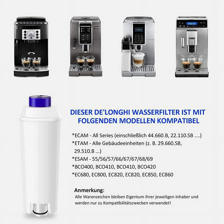Replace Delonghi DLSC002 water filter, Delong coffee machine ECAM ESAM ETAM  BCO series replacement water filter