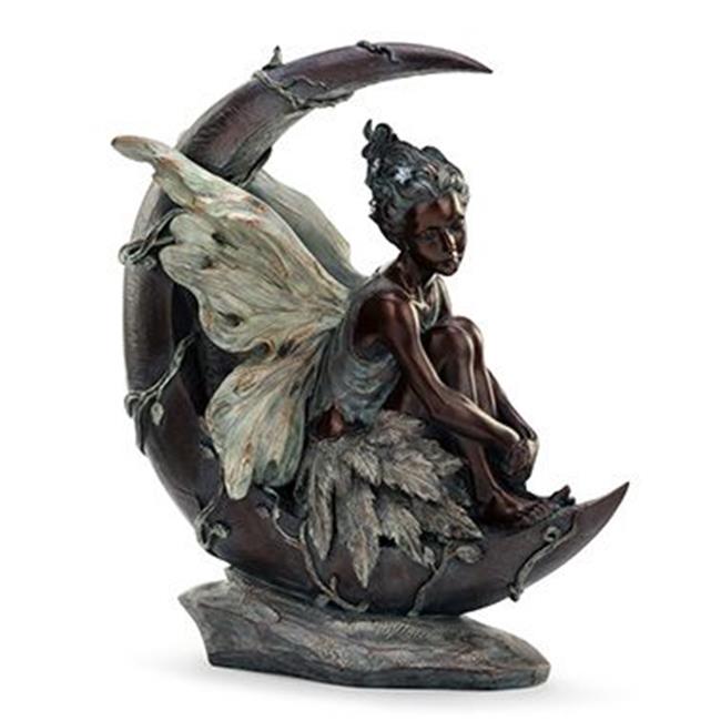 Napco 13908 19.5 x 17 in. Fairy On Crescent Moon Statue