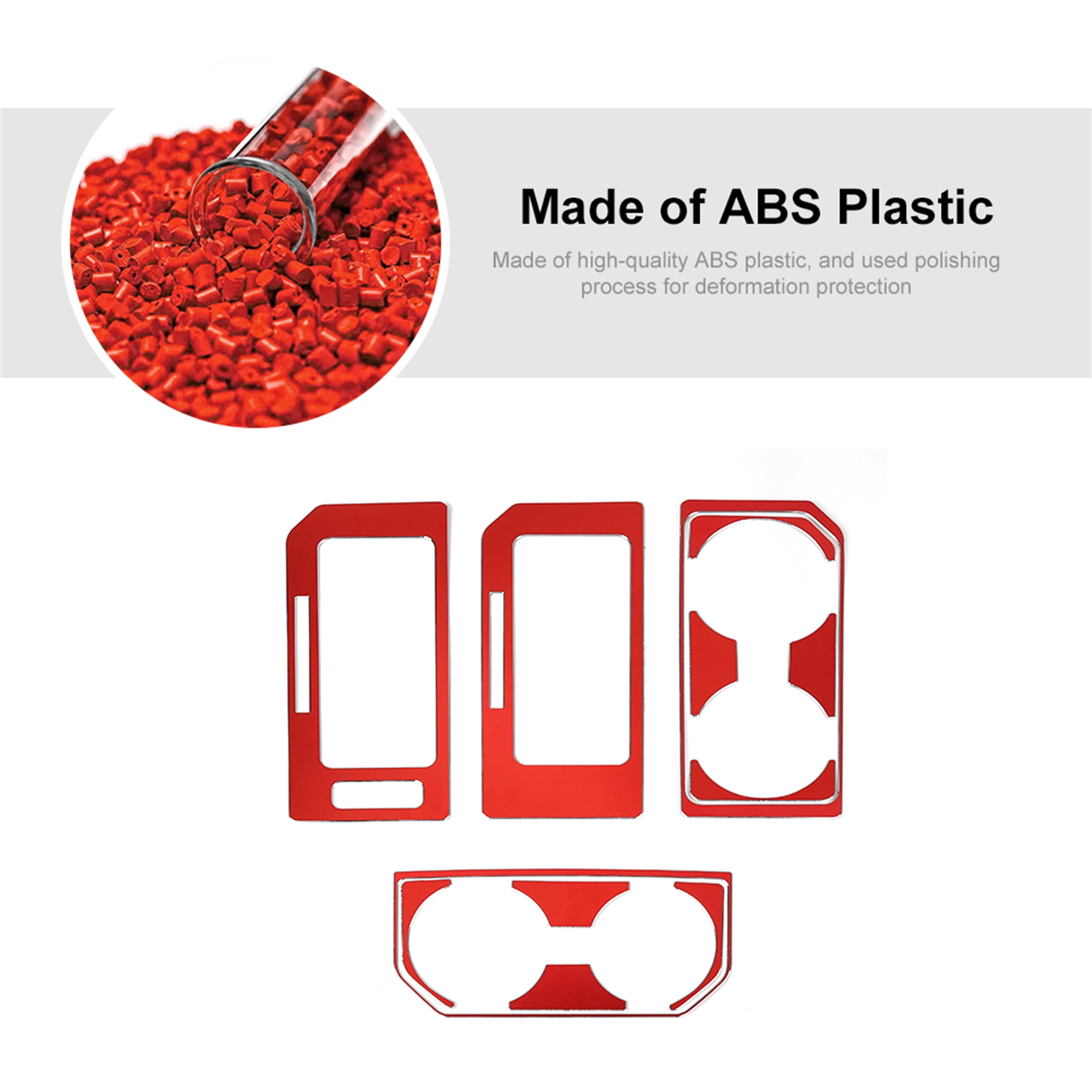 CheroCar Gear Shift Cup Holder Trim Sheet Kit Cover Interior Accessories for Ford F150 2015-2020,Red