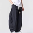 thumbnail image 6 of SAWOBUUN Mens Casual Barrel Pants Wide Leg Elastic Waist Drawstring Loose Fit Trousers Casual Summer Streetwear with Side Pockets, 6 of 7
