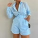 thumbnail image 1 of MKLEKYY Pantalones Cortos Para Mujer, Traje Informal De Moda De Vacaciones Para Mujer, Pantalones Cortos De Verano De Color Sólido Y Camisa, Conjuntos De Dos Piezas, Camisa De Solapa, Trajes Sexys, 1 of 4