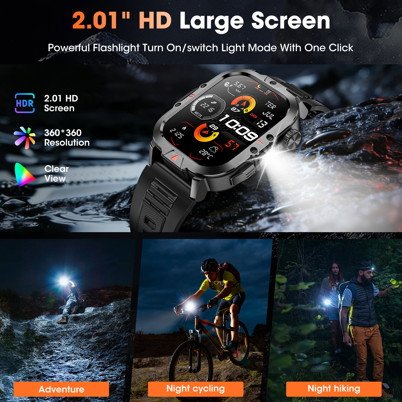 Mingwear Men's Smartwatch with Fitness Tracker, Black photo 4