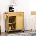 thumbnail image 2 of HOMCOM Kitchen Island Rolling Kitchen Cart with Tempered Glass Top Natural, 2 of 10