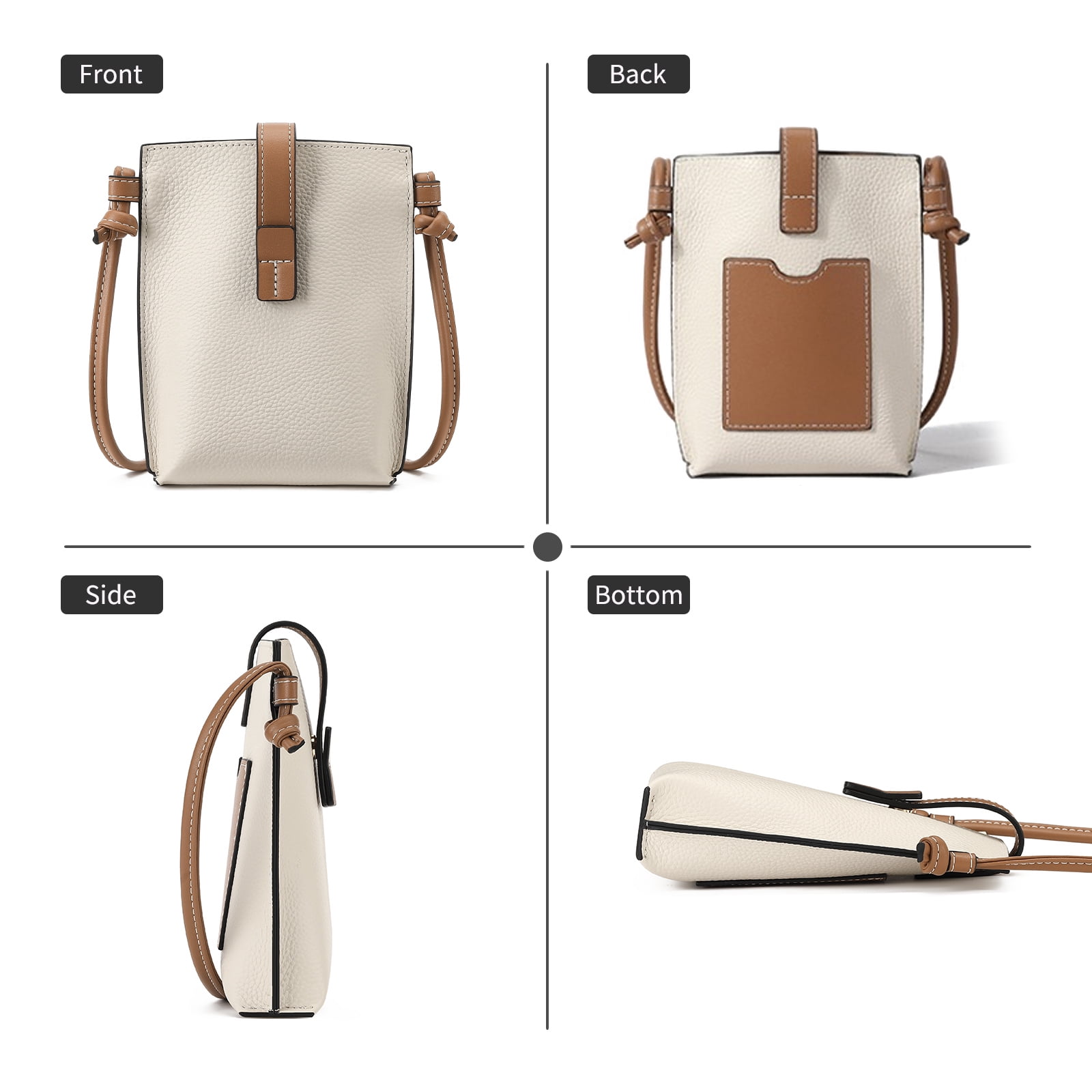 KALUNMA Vegan Leather Small Crossbody Bags for Women Snap Cell Phone Bag Purses Adjustable Strap