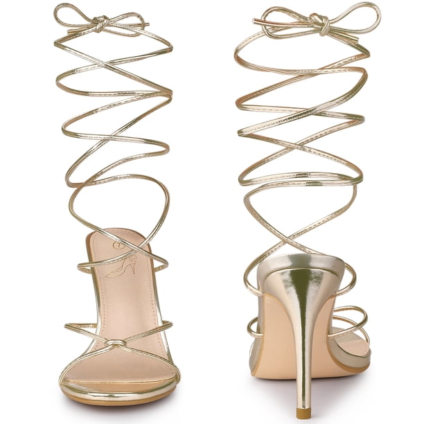 Sandalias de tacón de aguja con tiras y talón descubierto con