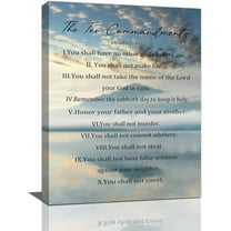 The 10 Commandments Wall Art The Ten Commandments Coastal Wall Art Decor Bible Verses Christian Motivational Quotes Canvas Prints Painting Religious Decor Framed Artwork for Bathroom 12''''x16''''