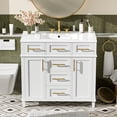 thumbnail image 5 of Harper & Bright Designs 36" White Bathroom Vanity Sink Combo with Drawers, Bathroom Storage Cabinet with and Soft Close Door and Adjustable Shelf, 5 of 20