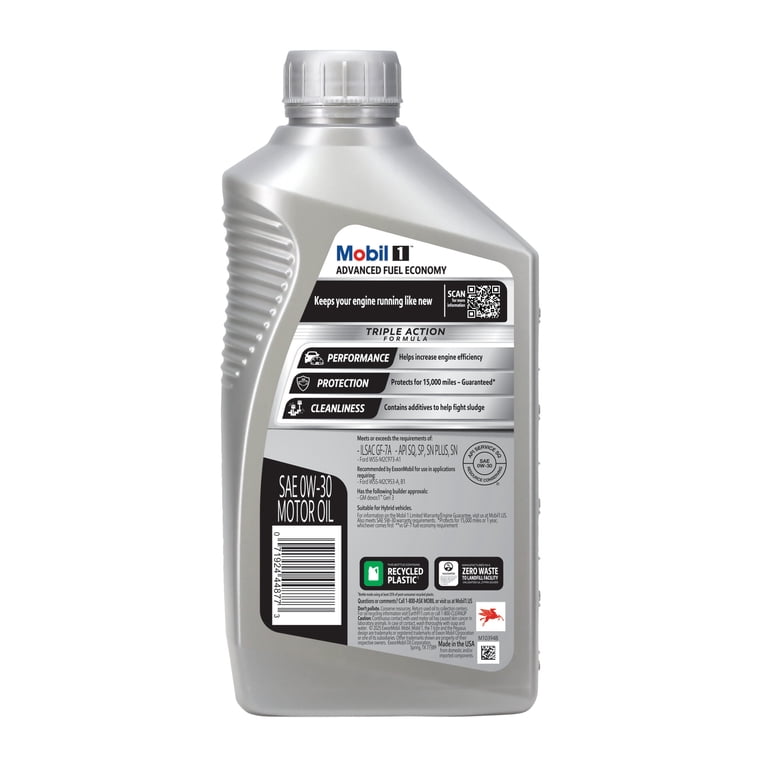 Mobil 1 Advanced Fuel Economy Full Synthetic Motor Oil 0W-30, 1