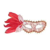 Unique Bargains 1 Pc Side Feather Masquerade Princess Half Face Party Mask for Masquerade Party Red
