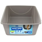 Petmate Durable Open Top Entry Easy to Clean Cat Litter Pan Plastic Cat Litter Box, Medium, Gray