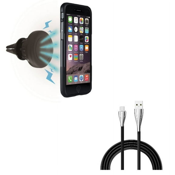 Type-C 10ft USB Cable w Magnetic Car Mount for Google Pixel 6/Pro - Charger Cord Power Wire, Air Vent Holder Swivel Dock Y3V Compatible With Google Pixel 6/Pro