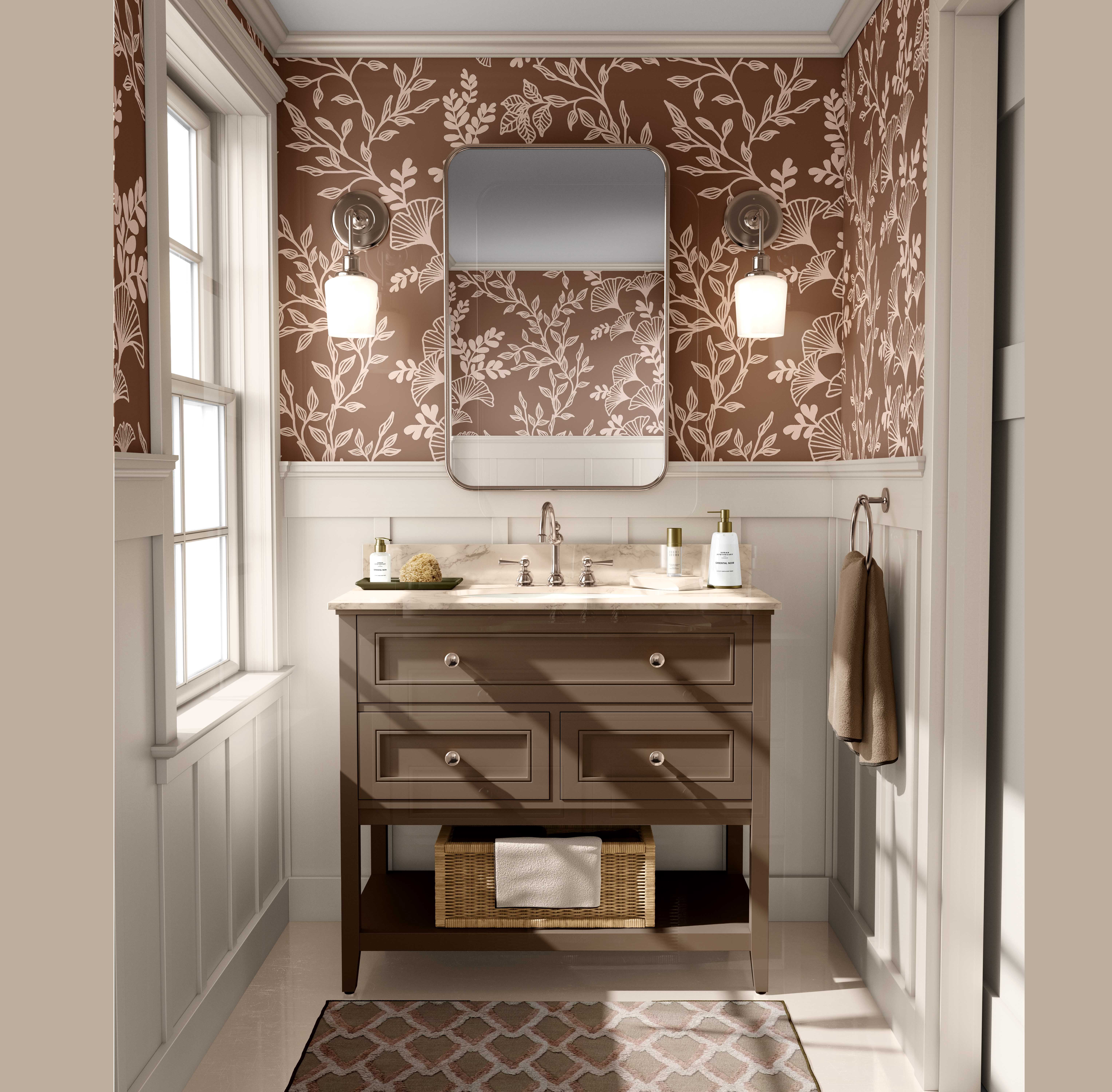 S4Sassy Peel and Stick Wall Covering, Botanical Branch Wallpaper Removable Wallwrap - Brown Textured Instant Wall Mural for Bedroom, Bathroom, Laundry Room, Closet Interior (25"x120" inch)