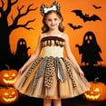 thumbnail image 2 of Toddler Girls Summer Dress Leopard Mesh With Hairband Halloween Skirt Outfits Party Dress Girls Size 4-5T, 2 of 7
