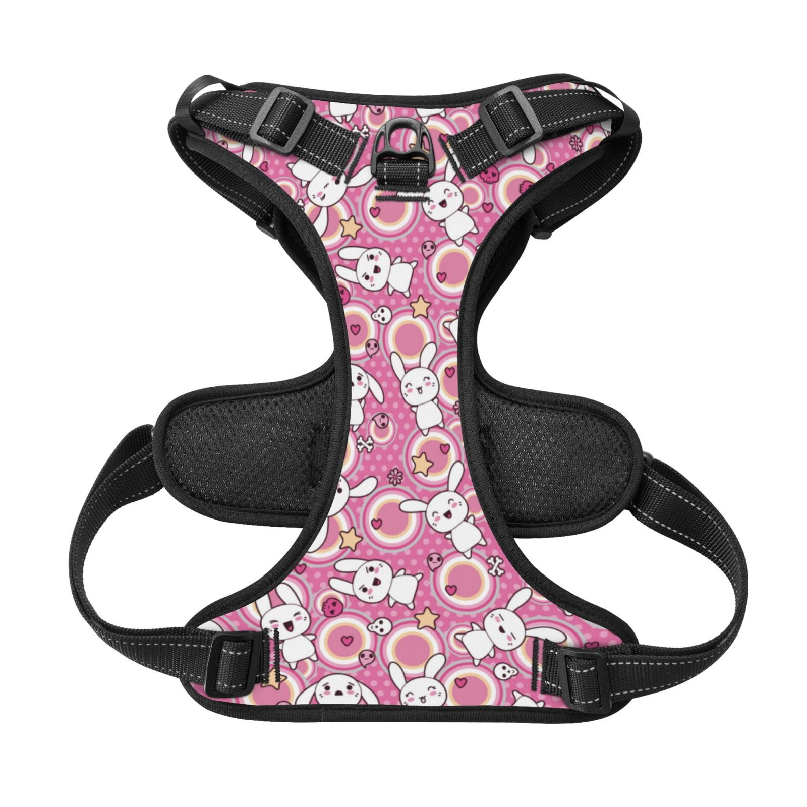 Kdxio Cute Rabbit Print No Pull Dog Harness Adjustable Reflective Oxford Easy Control Medium Large Dog Harness for Training and Everyday-Small