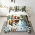 thumbnail image 2 of jejeloiu Cute Santa Claus Christmas Snowmen Kawaii Squirrel Queen Comforter Sheet Set, Reversible Lightweight Room Decor, 7pcs, 2 of 8