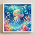 thumbnail image 4 of Hilo de bordar de algodón ecológico completo, punto de cruz con estampado de medusas de 11CT, 40x40cm, 4 of 9