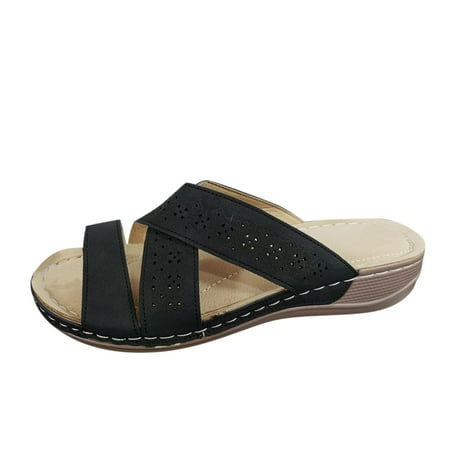 

WANYNG Summer Womens Casual Shoes Breathable Thick Soled Wedges Leisure Sandals Girls Slides Sandals Can Get Wet