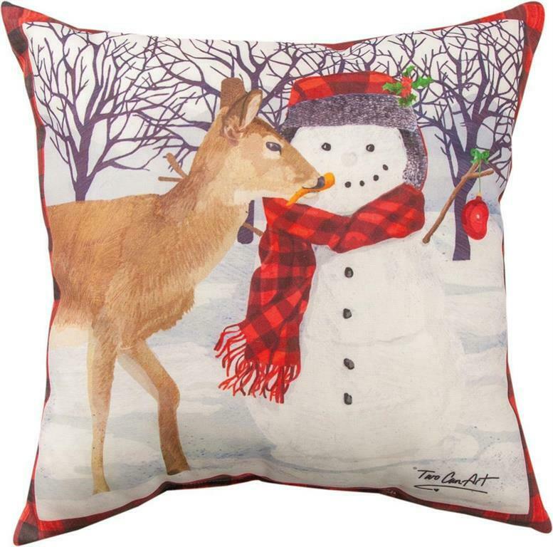 THE GIFT Christmas Snowman CLIMAWEAVE Indoor/Outdoor Pillow 18" x 18