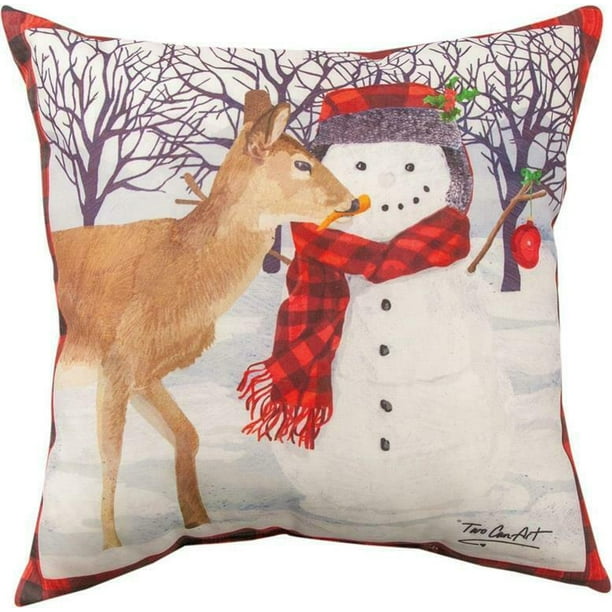 THE GIFT Christmas Snowman CLIMAWEAVE Indoor/Outdoor Pillow 18" x 18