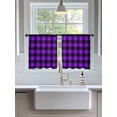thumbnail image 3 of Sheer Curtains 54 inches Long, Black Purple Retro Plaid Pastoral Plaid Vintage Style Light Filtering Sheer Window Curtains Rod Pocket Voile Drapes for Bedroom Living Room, 52"W x 54"L 2 Panels, 3 of 7