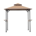 thumbnail image 3 of Sunjoy 8 x 5 ft Grill Gazebo with Double Tiered Canopy Roof, Black Steel Frame Grill Gazebo for Outdoor, Patio, Garden, and Backyard Activities, Khaki, 3 of 18