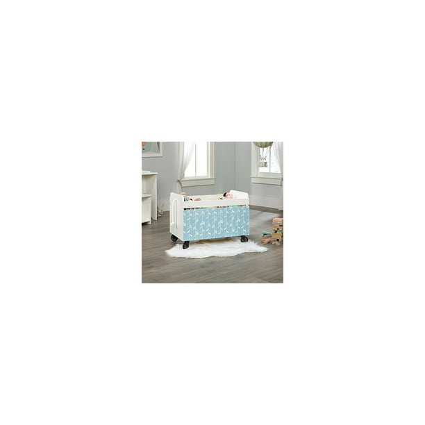 Sauder Pinwheel Rolling Toy Box, Soft White Finish