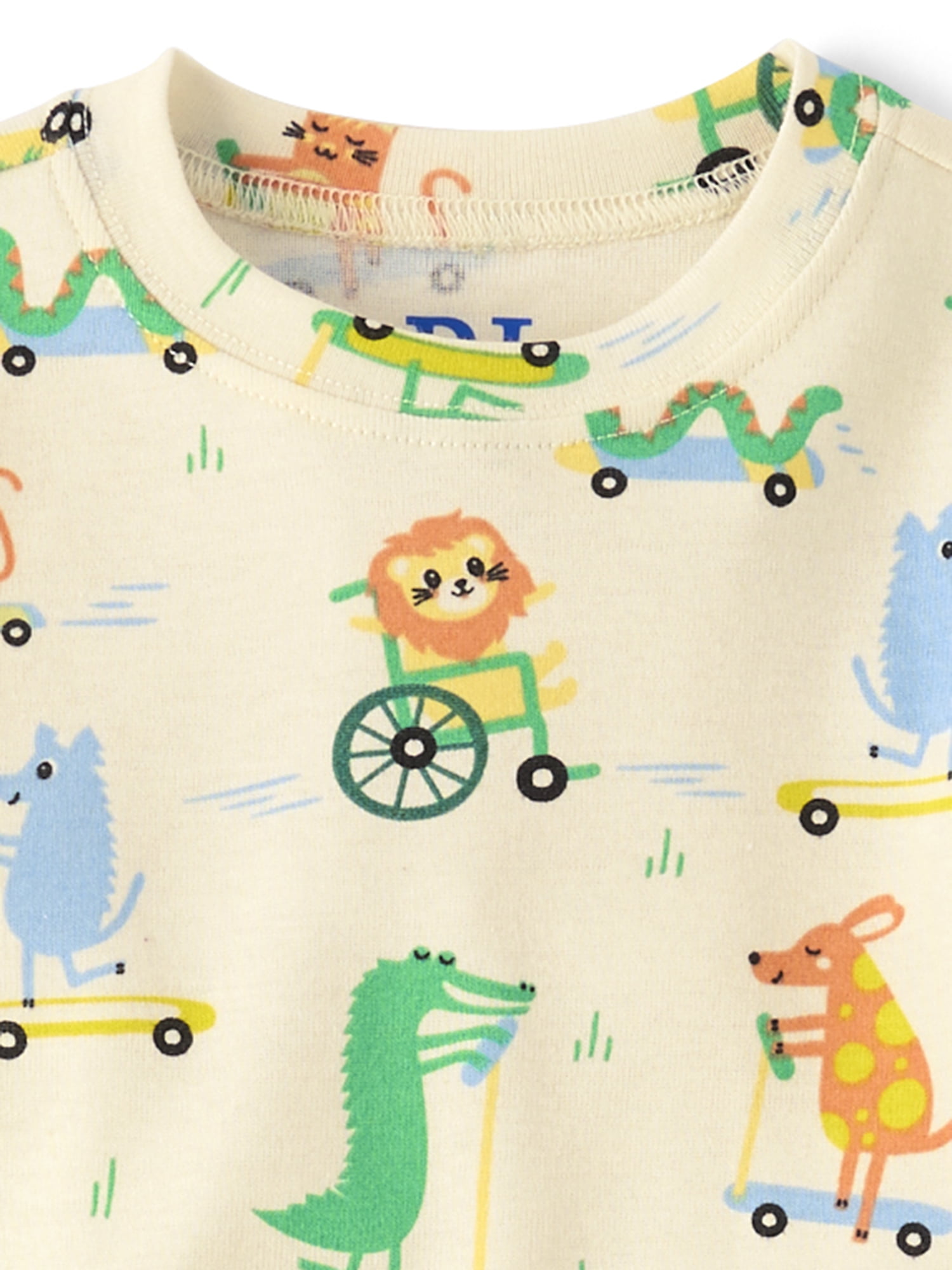 The Children's Place Baby & Toddler Boys Short Sleeve Snug Fit Animal Wheels PJ, Sizes NB-6T