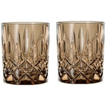 Nachtmann Noblesse 10.4-ounce Whiskey Glasses (Set of 2) - 4" Crystal Bourbon Tumblers with Diamond Detailing, Dishwasher Safe Barware for Drinks & Cocktails - Modern Bar Collection & Gift (Tobacco)