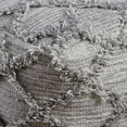 thumbnail image 3 of Benjara 16 Inches Woolen Pouf with Hand Woven Diamond Fringe, Gray, 3 of 4