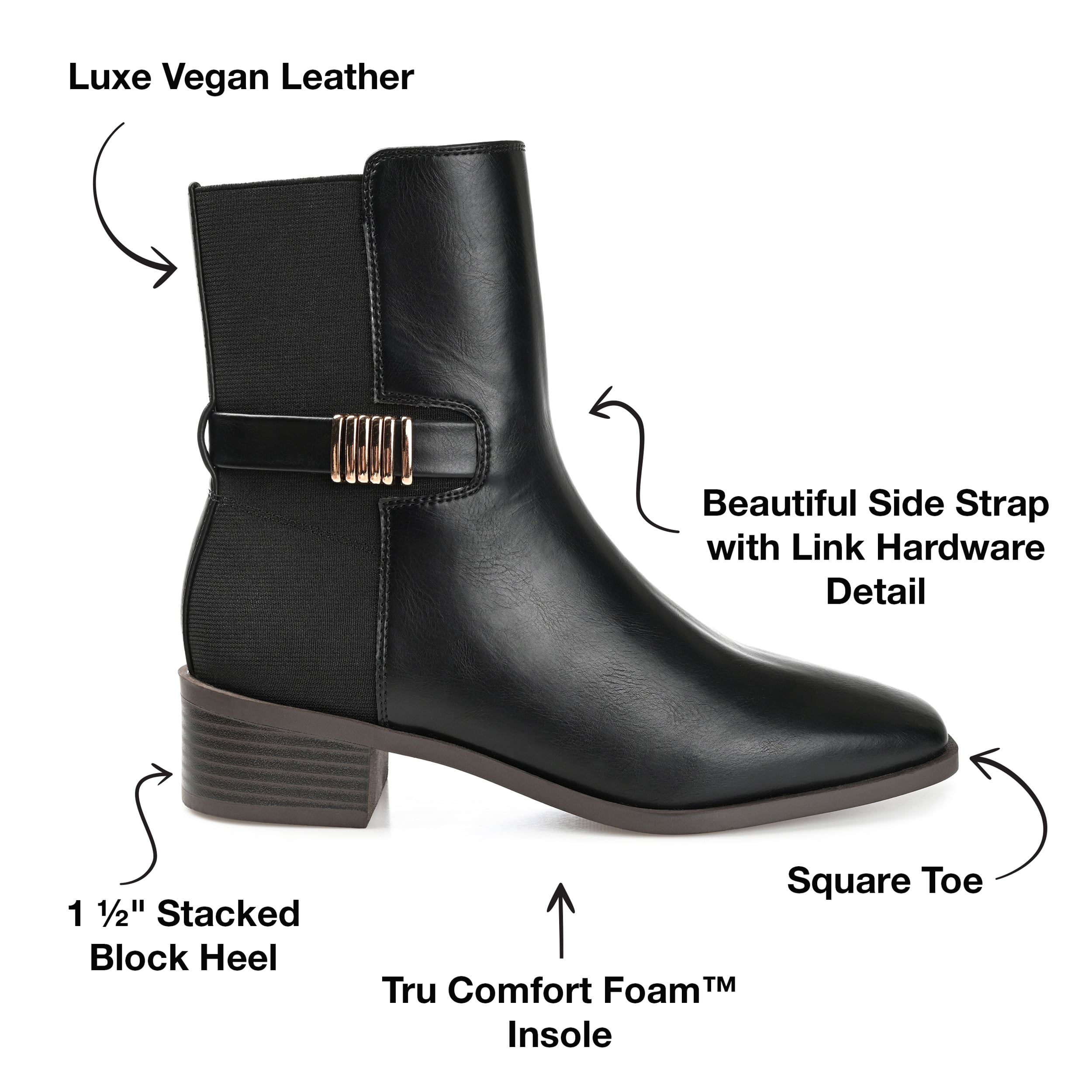 Journee Womens Aubrie Inside Zip Stacked Heel Booties, Widths Available