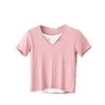 thumbnail image 2 of Fiudx Liquidación de Ahorros de Verano Camiseta de Manga Corta de Color Sólido Informal a La Moda para Mujer, Top de Manga Corta, 2 of 3