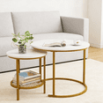 thumbnail image 4 of LENLN Modern Industrial Simple Nesting and Storage Shelf Metal Round End Table, White (Set of 2), 4 of 5