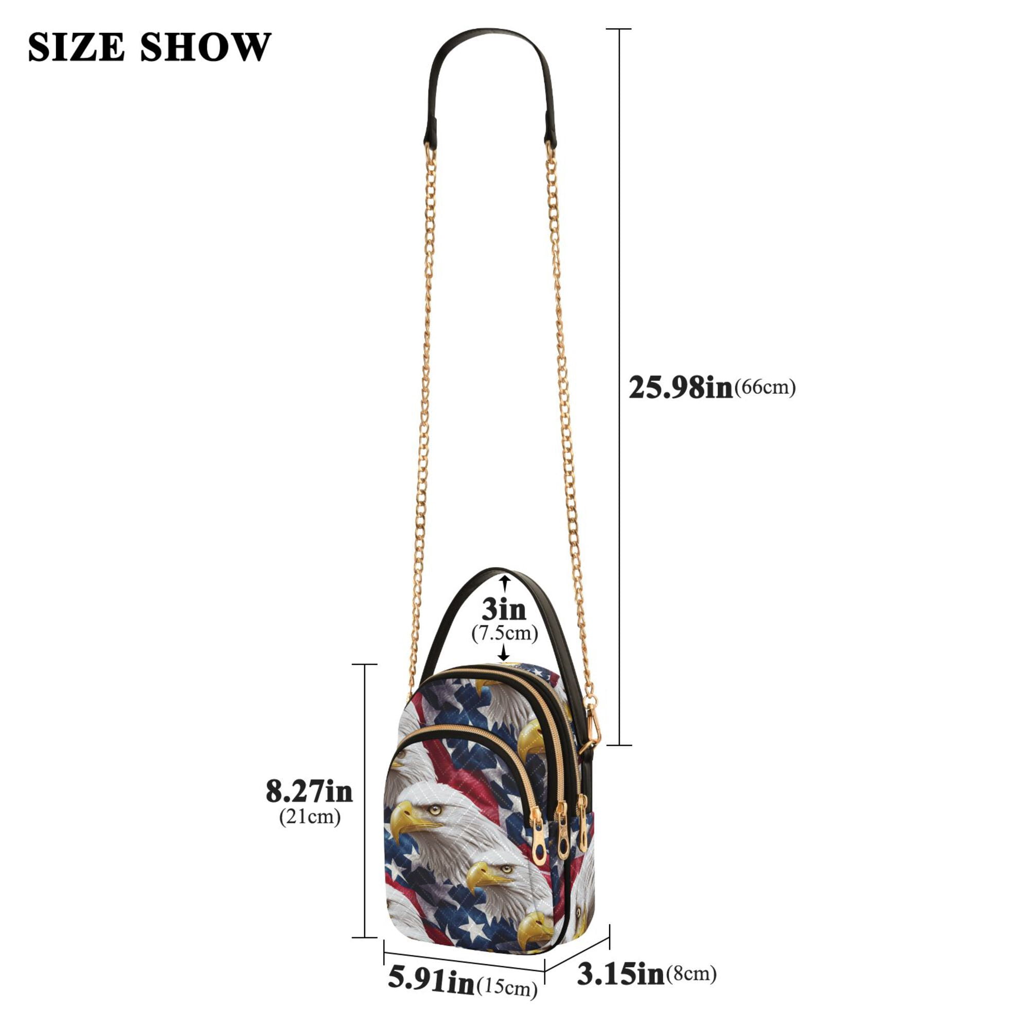 FORMRS Crossbody Bag for Women Quilted Travel Shoulder Cell Phone Purse with Chain Strap Handbag, American Eagle Pattern