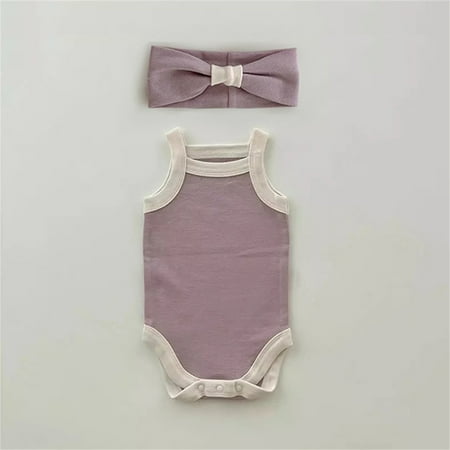 

TOWED22 Baby Girl Summer Outfits Toddler Baby Girl Romper Jumpsuit Flare Sleeve Shorts Overall with Belt Summer Clothes Outfits Purple