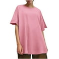 thumbnail image 6 of Lenpel Women's Oversized T Shirts Trendy Short Sleeve Crew Neck Solid Color Soft Casual Tees Loose Summer Tops, 6 of 7