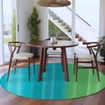 thumbnail image 4 of Color Gradient Striped Round Living Room Rugs 6 ft, Blue Teal Green Ombre Modern Abstract Washable Area Rug with Non-Slip Sturdy Edge Binding Round Carpet for Kitchen Office Bedroom, 4 of 9