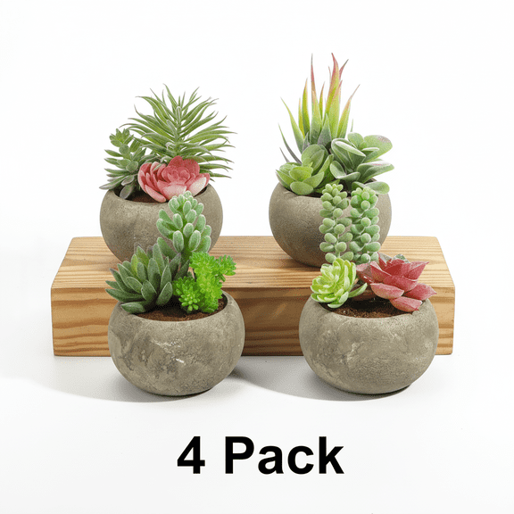 Artificial Mini Succulent Plant Set of 4, Small Fake Plant Pot Decoration Suitable for Living Room Home Office