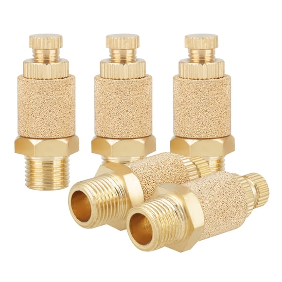 5pcs Brass Pneumatic Muffler Air Flows Speed Control 1/8 BSP Valve High Noise Reduction for Cylinders, Valves, Crank Cases, Gear Boxes, Oil Tanks