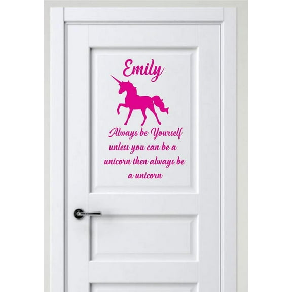 Personalized Name Vinyl Decal Sticker Custom Initial Wall Art Personalization Decor Girls Unicorn Always Be Yourself Quote Children Bedroom 10 Inches X 20 Inches