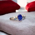 thumbnail image 2 of SHEKHAWATJEWELS 8X6MM Natural Lapis Lazuli Wedding Ring / Color-Changing Alexandrite Ring / Fire Opal & Moissanite Engagement Gift, 2 of 3