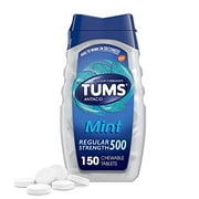 Angle View: Tums Antacid Regular Strength 500 Peppermint Chewable Tablets, 150 Count, 3 Pack