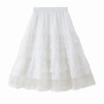 thumbnail image 4 of Weebloom Long Skirts For Toddler Girls Tiered Summer Lace Skirt For Kids White Flowy Party Wear White 4-5 Years, 4 of 5