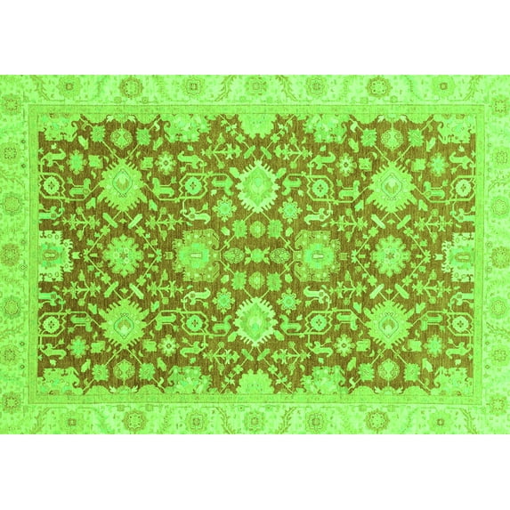Ahgly Company Indoor Rectangle Oriental Green Traditional Area Rugs, 7' x 9'