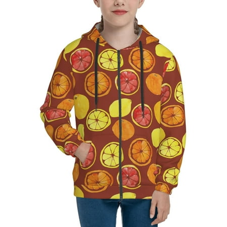 

Hoodies for Women Fruit Collage Long Sleeve Sweatshirt Drawstring Zip Up Hoodie with Pockets Teen Girl Clothes